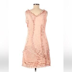 T. Bleu‎ silky pink ruffle dress, size med
